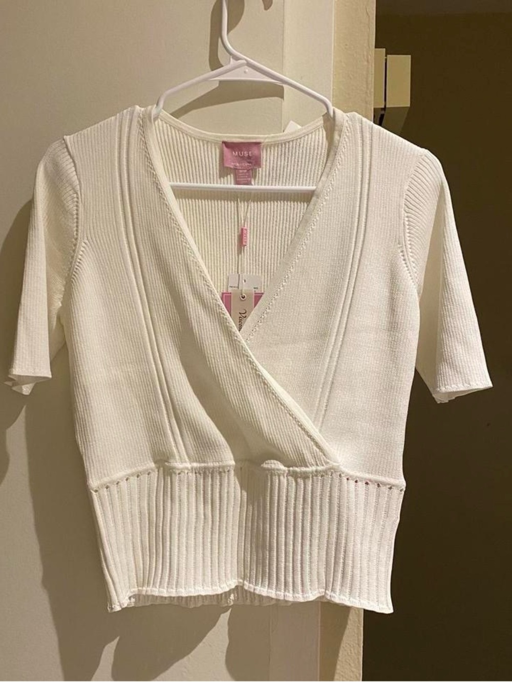 NWT MUSE White Ribbed Knit Top,
